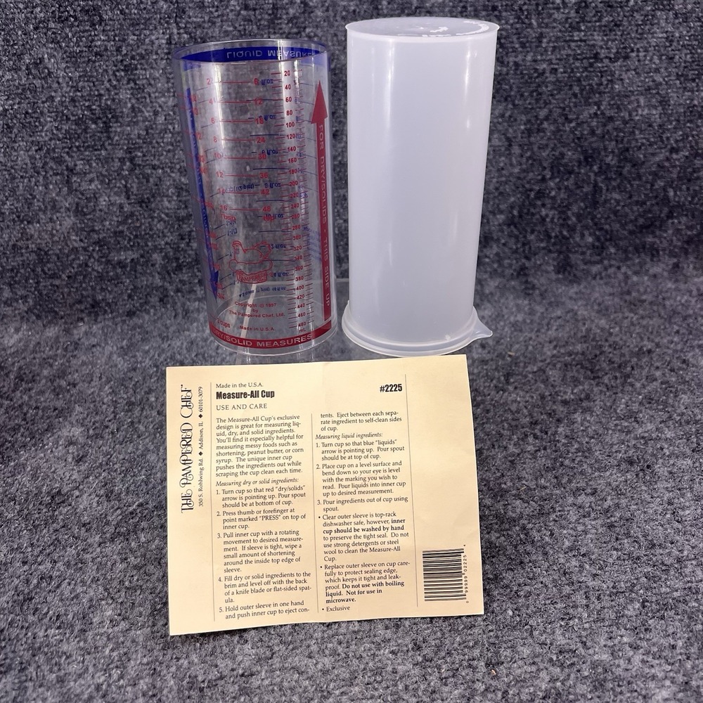 Pampered Chef Measure-All 2 Cup #2225 Measuring Push Up Wet Dry Ingredients